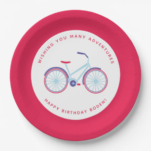 Modern Bicycle in Red and Blue Paper Plate