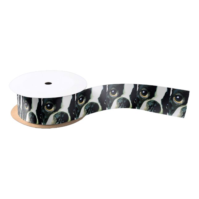 modern big Boston Terrier Satin Ribbon (Spool)