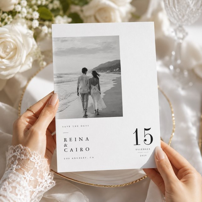 Modern Big Date Photo Save The Date Card (Creator Uploaded)