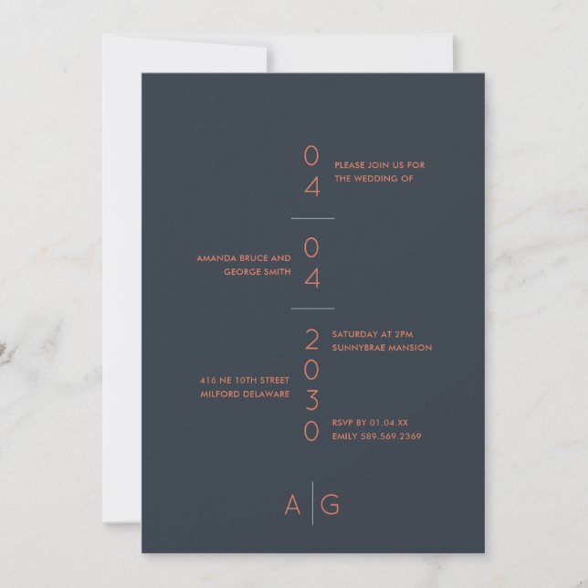 Modern Big Date Wedding Invitation (Front)