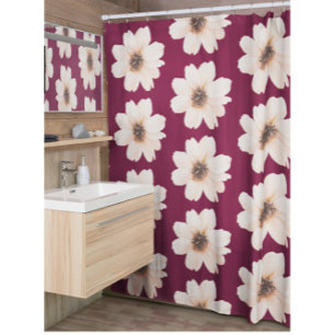 Modern Big Flowers Shower Curtain
