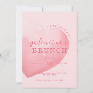 Modern Big Heart Galentine's Day Brunch Invitation