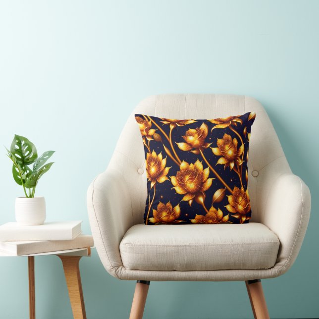 Modern Big Luxury Gold Rose Collection Cushion (Chair)