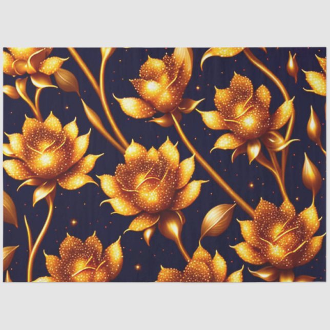 Modern Big Luxury Gold Rose Collection Tissue Paper (Front)