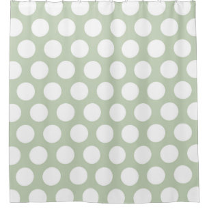 Modern Big White Dots on Grey Shower Curtain