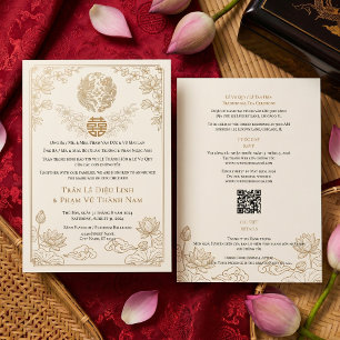 Modern Bilingual Vietnamese English QR Wedding Invitation