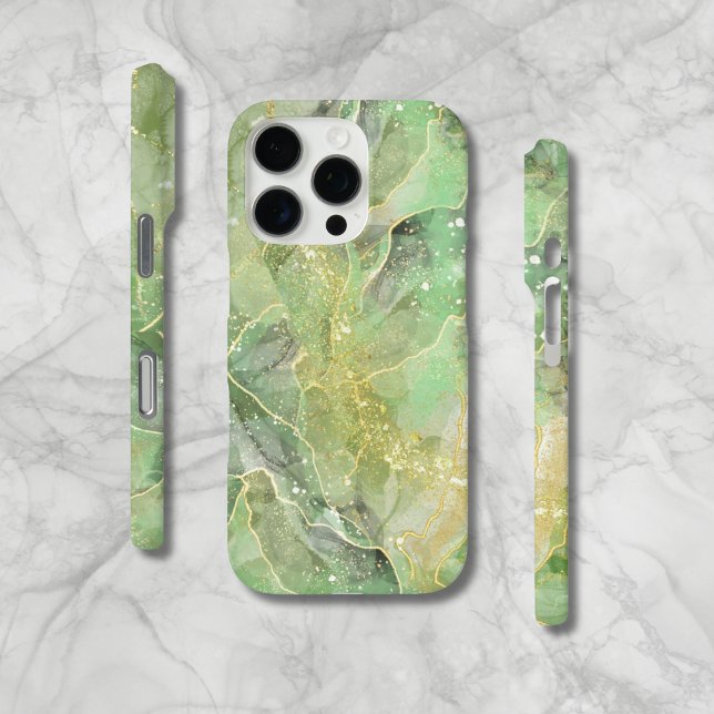 Modern Billowy Green Agate Style iPhone Case (Shades of green and gold, Case-Mate iPhone case.  Available for all iPhone models.)