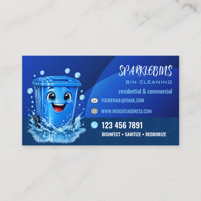 Modern Bin Cleaning Service Business Card (Front)