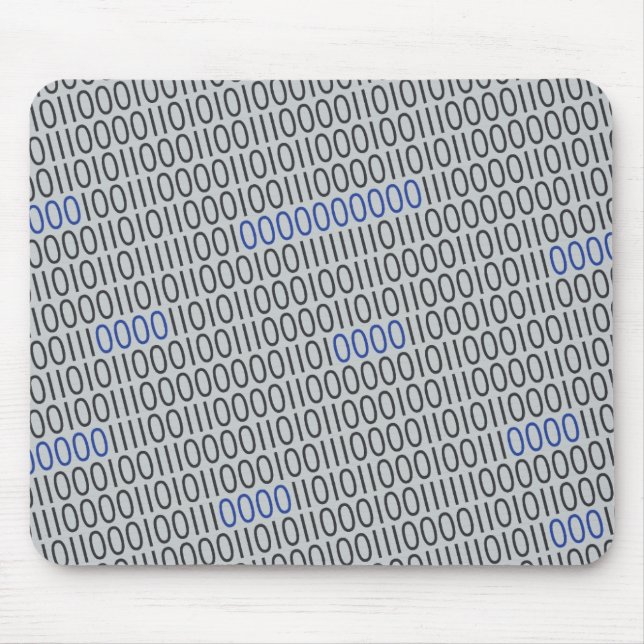 Modern Binary Code Black Blue on any Colour Mouse Mat (Front)
