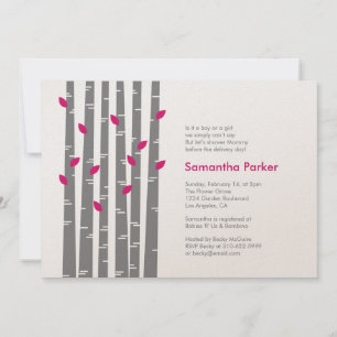 Modern Birch - Fuchsia Baby Shower Invitation