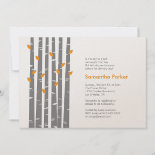 Modern Birch - Tangerine Baby Shower Invitation