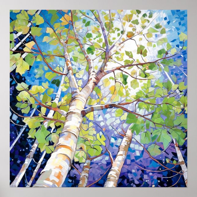 Modern Birch Trees Forest Poster (Front)