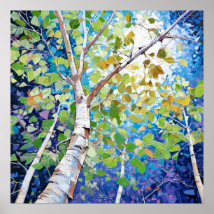 Modern Birch Trees Forest Poster