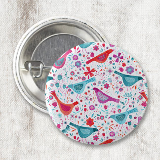 Modern Bird Floral Watercolor 3 Cm Round Badge