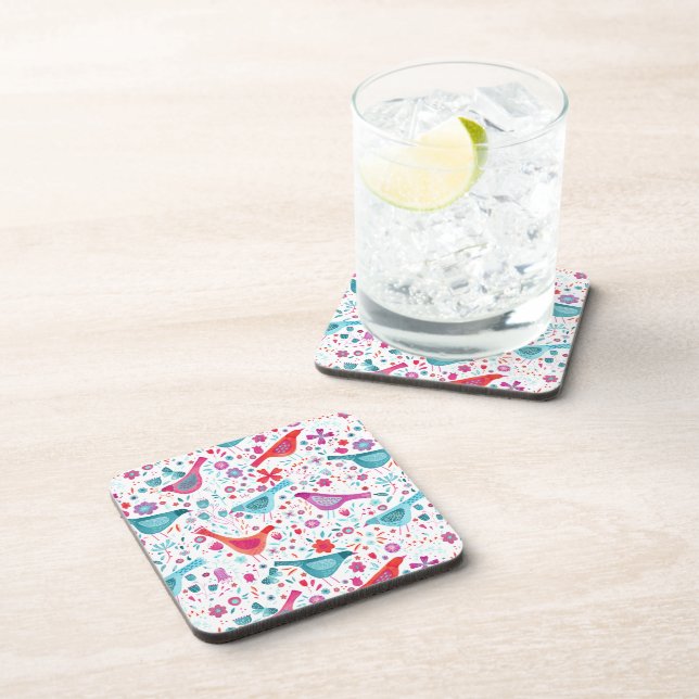 Modern Bird Floral Watercolor Coaster (Right Side)
