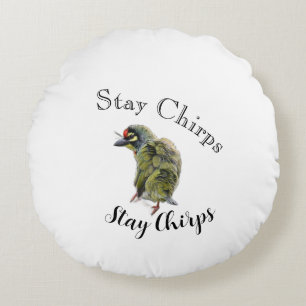 Modern Bird Graphic Stay Chirp Nature Love Round Cushion