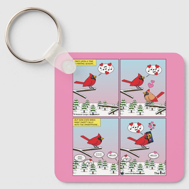 Modern Bird Mating Calls Comic Key Ring (Front)