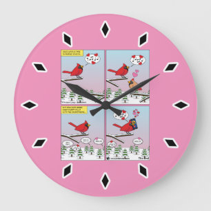 Modern Bird Mating Calls Comic Large Clock