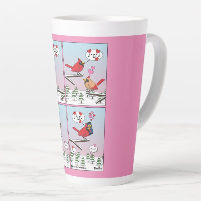 Modern Bird Mating Calls Comic Latte Mug (Right Angle)