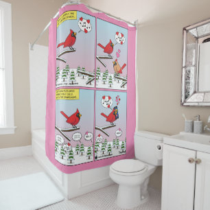 Modern Bird Mating Calls Comic Shower Curtain