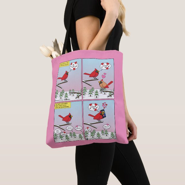 Modern Bird Mating Calls Comic Tote Bag (Close Up)