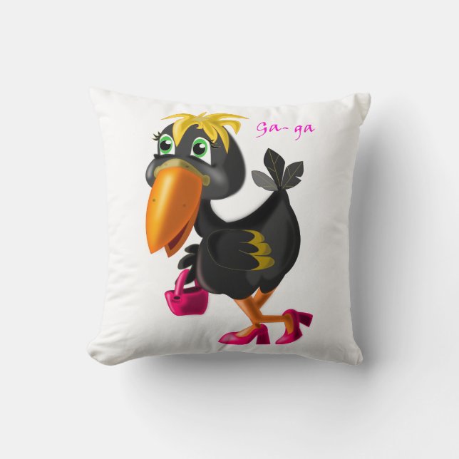 Modern Bird Pillow Fun - Your Colors - Text (Front)