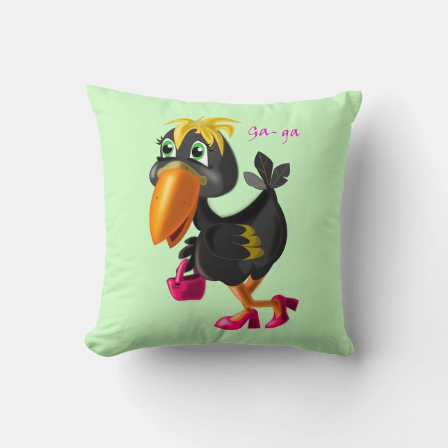 Modern Bird Throw Pillow Funny (Front)