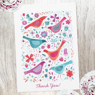 Modern Bird Watercolor Personalised Thank You Card