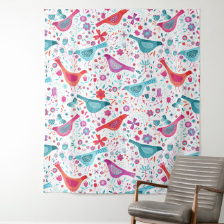 Modern Bird Watercolor Tapestry