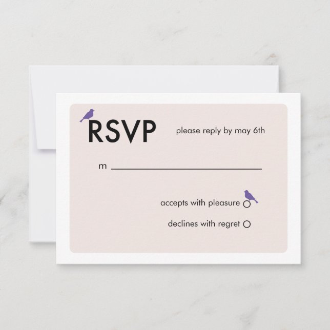 Modern Birdcage Wedding RSVP Card - Purple (Front)