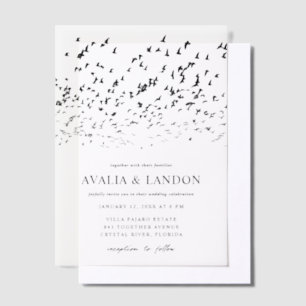 Modern Birds of a Feather Wedding  Vellum Invitations