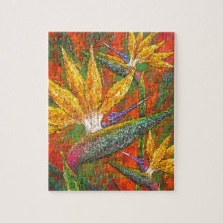 Modern Birds Of Paradise Floral Challenging Jigsaw Puzzle