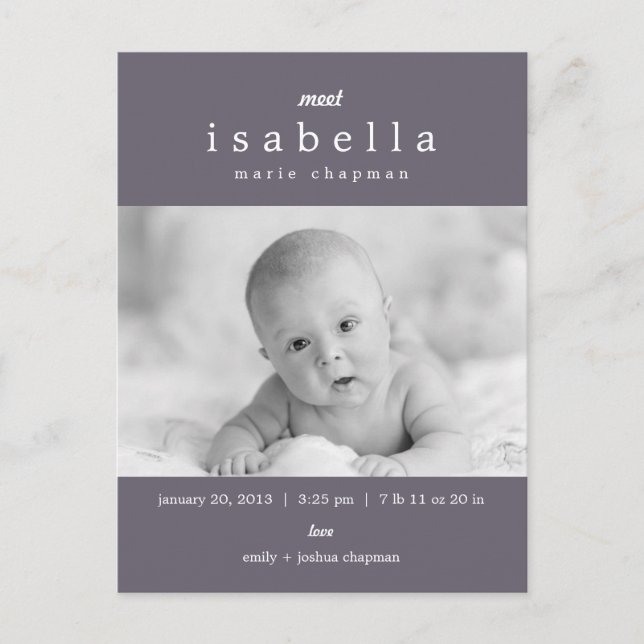 MODERN Birth Announcement (Front)