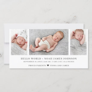 Modern Birth Announcement Photo Collage Card