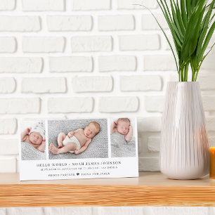 Modern Birth Announcement Photo Collage Card