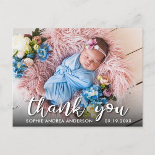 Modern Birth Announcement Thank You Postcard