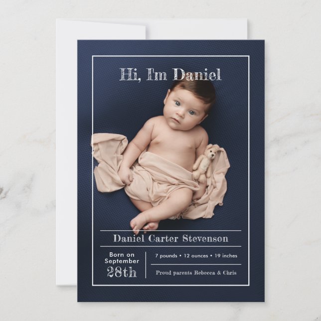 Modern birth announcement with grid (Front)