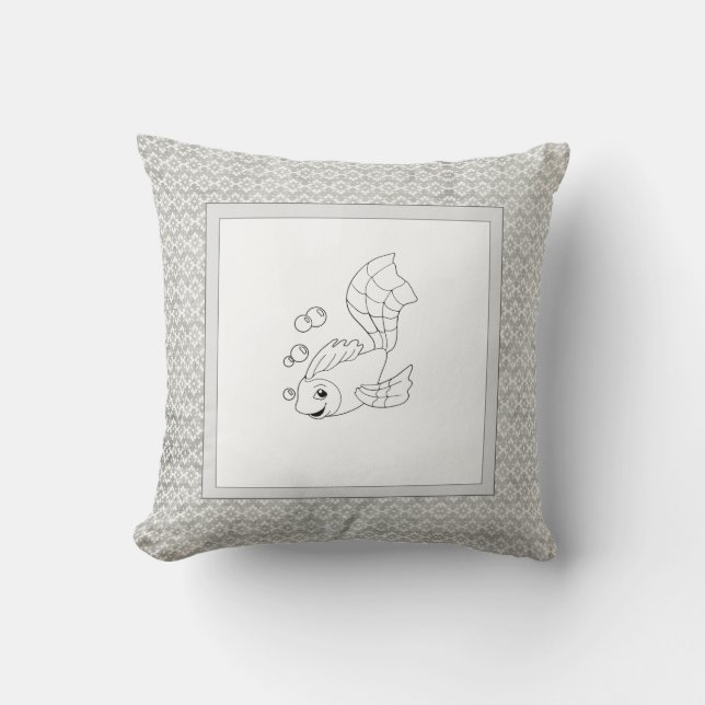 Modern Birth Baby Boy for Kids Fish Cushion (Front)