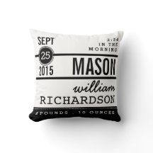Modern Birth Baby Boy Personalised Nursery Pillow