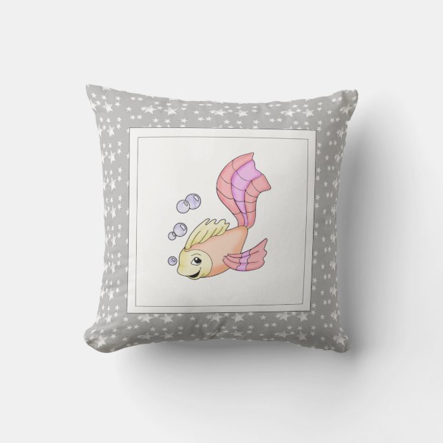 Modern Birth Baby for Kids Fish Pink Cushion (Front)