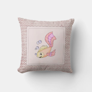 Modern Birth Baby for Kids Fish Pink Cushion