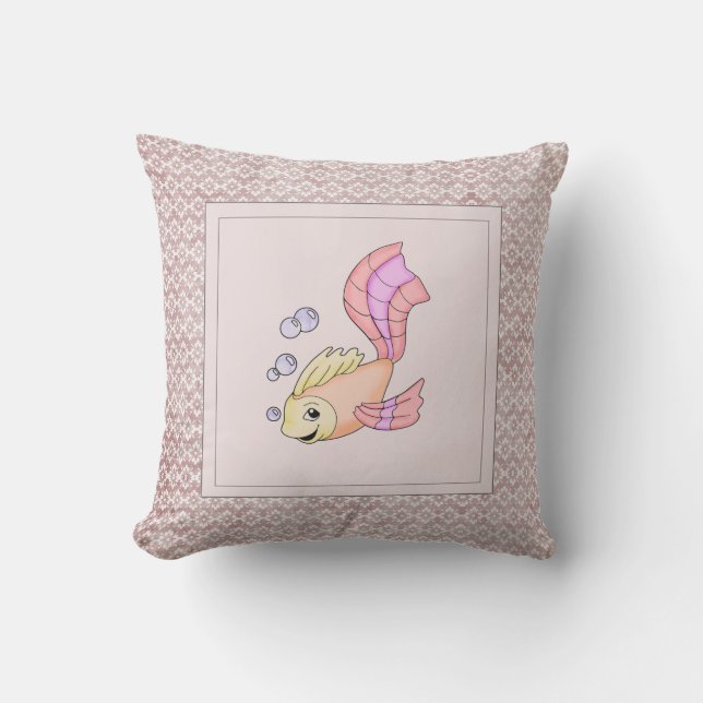 Modern Birth Baby for Kids Fish Pink Cushion (Front)