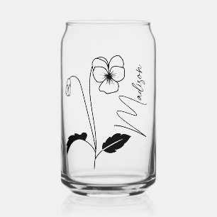 Modern Birth Flowers February Bridesmaid Gifts Can Glass