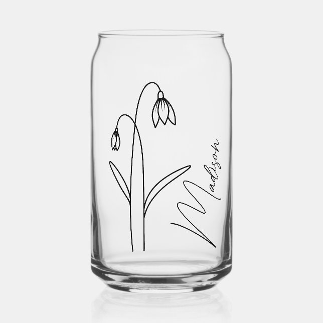Modern Birth Flowers  January Bridesmaid Gifts Can Glass (Front)
