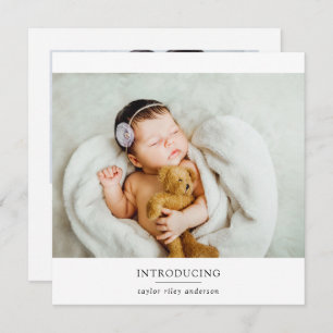 Modern Birth Stats New Baby Photo Thank You Card