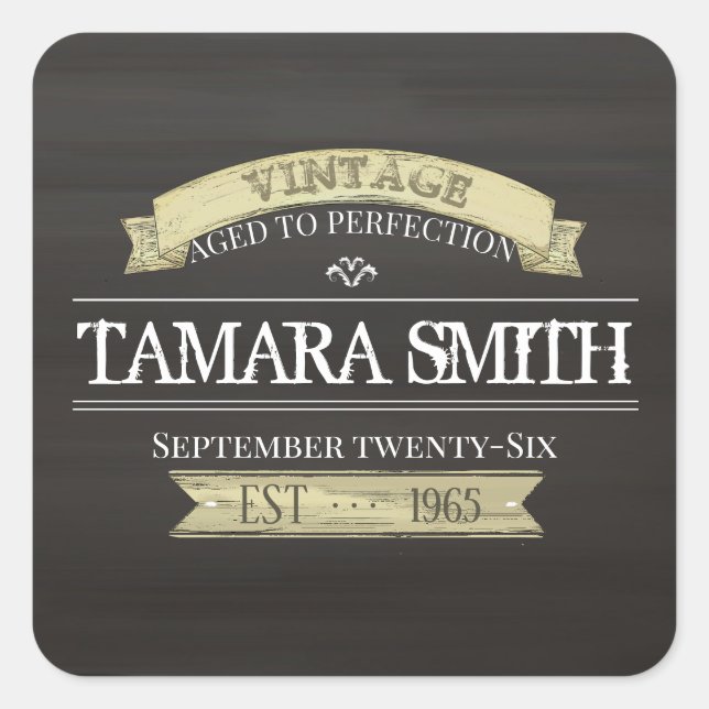 Modern Birthday Aged to Perfection Minimalist Gold Square Sticker (Front)