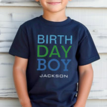 Modern Birthday Boy Navy Blue Name Age Number