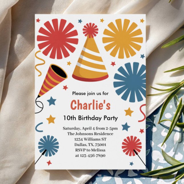 Modern Birthday Confetti Fun  Invitation (Creator Uploaded)