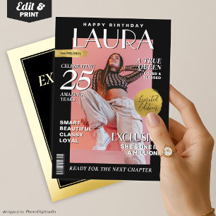 Modern Birthday Custom Magazine Cover, Portrait 