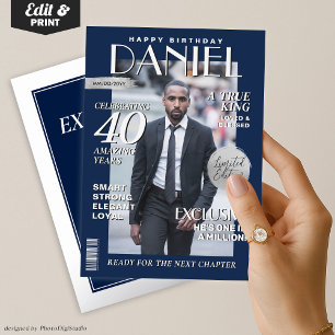 Modern Birthday Custom Magazine Cover, Portrait